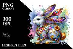 Colorful Bunny Golden Insertions PNG Product Image 2