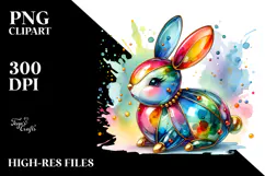 Colorful Bunny with Golden Insertions PNG Product Image 2