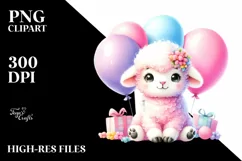 Watercolor Pink-ish Cute Baby Lamb Product Image 1