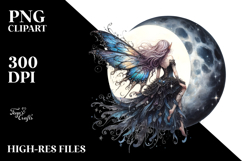 Gothic Fairy on the Moon, Transparent PNG Product Image 2