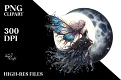 Gothic Fairy on the Moon, Transparent PNG Product Image 2