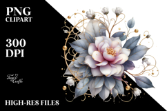 Abstract Gardenia Golden Insertions PNG Product Image 2