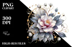Abstract Gardenia Golden Insertions PNG Product Image 2