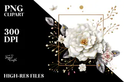Abstract Gardenia Golden Insertions PNG Product Image 2