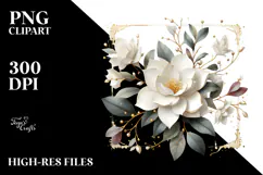 Golden Abstract Gardenia PNG Product Image 2