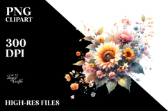 Washed Watercolor Colorful Sunflower PNG Product Image 2