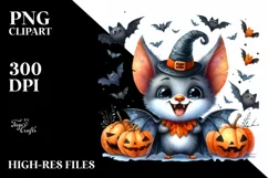 Funny Watercolor Halloween Sticker Clipart Product Image 3