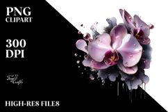 Glossy Abstract Orchid PNG Product Image 2