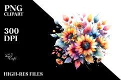 Watercolor Colorful Sunflower PNG Product Image 2