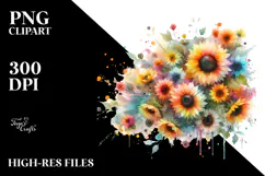 Watercolor Colorful Sunflower PNG Product Image 2