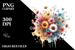 Watercolor Colorful Sunflower PNG Product Image 2