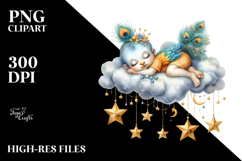 Baby Peacock Sleeping Summer Cloud | Sublimation Clipart Product Image 2