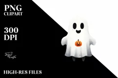 Funny Ghost Haloween Clipart PNG Product Image 1