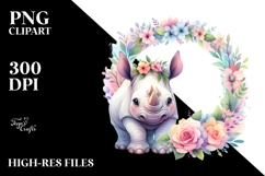 Rhino Floral Frame | Sublimation Clipart Product Image 2