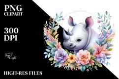 Rhino Floral Frame | Sublimation Clipart Product Image 3