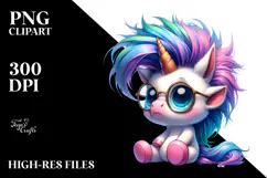 Expressive Baby Unicorn Posing PNG Product Image 2