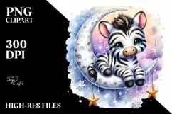 Vibrant Baby Zebra on Moon PNG Product Image 1