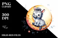 Vibrant Baby Zebra on Moon PNG Product Image 3