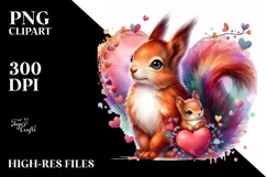 Colorful Baby Squirrel Holding Heart PNG Product Image 2
