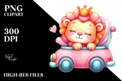 Cute Vibrant Pink-ish Lion | Sublimation | Clipart Product Image 1