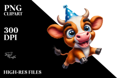 Goofy Baby Calf with Party Hat PNG Product Image 2