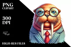 Funny Walrus Smiling Suit | Watercolor Clipart Product Image 3