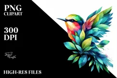 Abstract Bird with Plant Leaves PNG Product Image 1