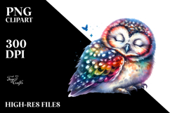Vibrant Sleeping Baby Owl Clipart Product Image 2