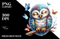 Vibrant Baby Owl Sleeping Clipart Product Image 3
