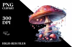 Glossy Magical Mushroom Watercolor Splash PNG Product Image 3