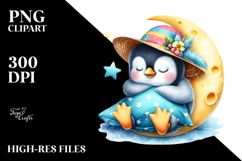 Cute Baby Penguin Sleeping Summer | Sublimation Clipart Product Image 2