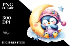 Cute Baby Penguin Sleeping Summer | Sublimation Clipart Product Image 3