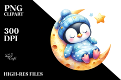 Cute Baby Penguin Sleeping Summer | Sublimation Clipart Product Image 2