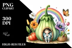 Fairy House Vegetable Watercolor | Clipart Product Image 1