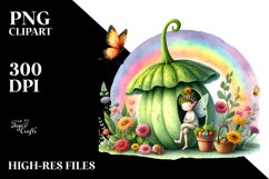 Fairy House and Colorful Flowers | Clipart Product Image 3