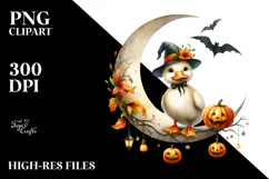 Halloween Duck on Moon, High-Res PNG Product Image 2