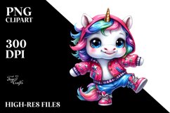 Colorful Unicorn in Krump Dancer&#039;s Outfit, PNG Product Image 3