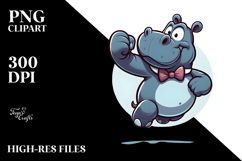 Silly Cartoon Hippo PNG Product Image 2