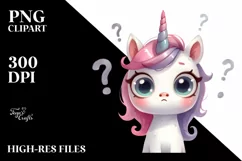 Expressive Confused Unicorn, High-Res Clipart Product Image 1