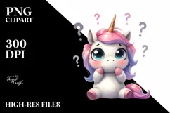 Expressive Confused Unicorn, High-Res Clipart Product Image 3