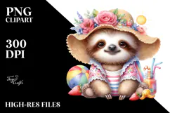 Baby Sloth with Beach Wear PNG Product Image 2