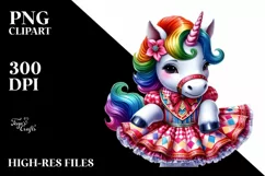 Baby Unicorn Square Dancer, Lively PNG Product Image 1