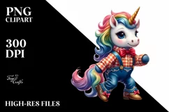 Baby Unicorn Square Dancer, Vibrant PNG Product Image 3