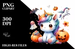 Cute Unicorn Pumpkin Halloween | Sublimation | Clipart Product Image 3