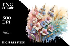 Pastel Stained ,Golden Delphinium | Clipart Product Image 3