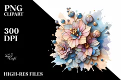 Pastel Stained ,Golden Delphinium | Clipart Product Image 3
