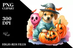 Cute Dog Pumpkin Halloween | Sublimation | Clipart Product Image 1