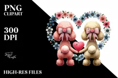 Cute Poodle Holding Heart Tail Unite PNG Product Image 2