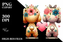 Poodle with Heart in Watercolor PNG Product Image 2