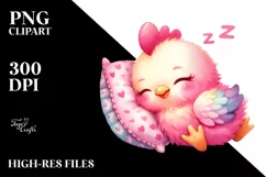Colorful Baby Chicken Sleeping | Sublimation | Clipart Product Image 1